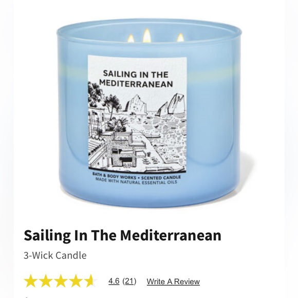 “Sailing in the Mediterranean” 3-Wick Scented Candle, B&BW, 14.5 oz / 411 g, NWT - Picture 5 of 5